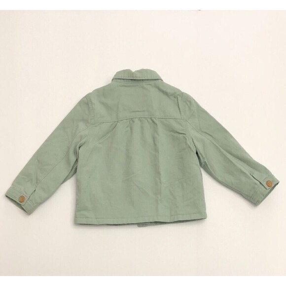 OshKosh B'Gosh Baby Girl Green Floral Tan Button Front Lightweight Jacket Sz 24M - Picture 2 of 9